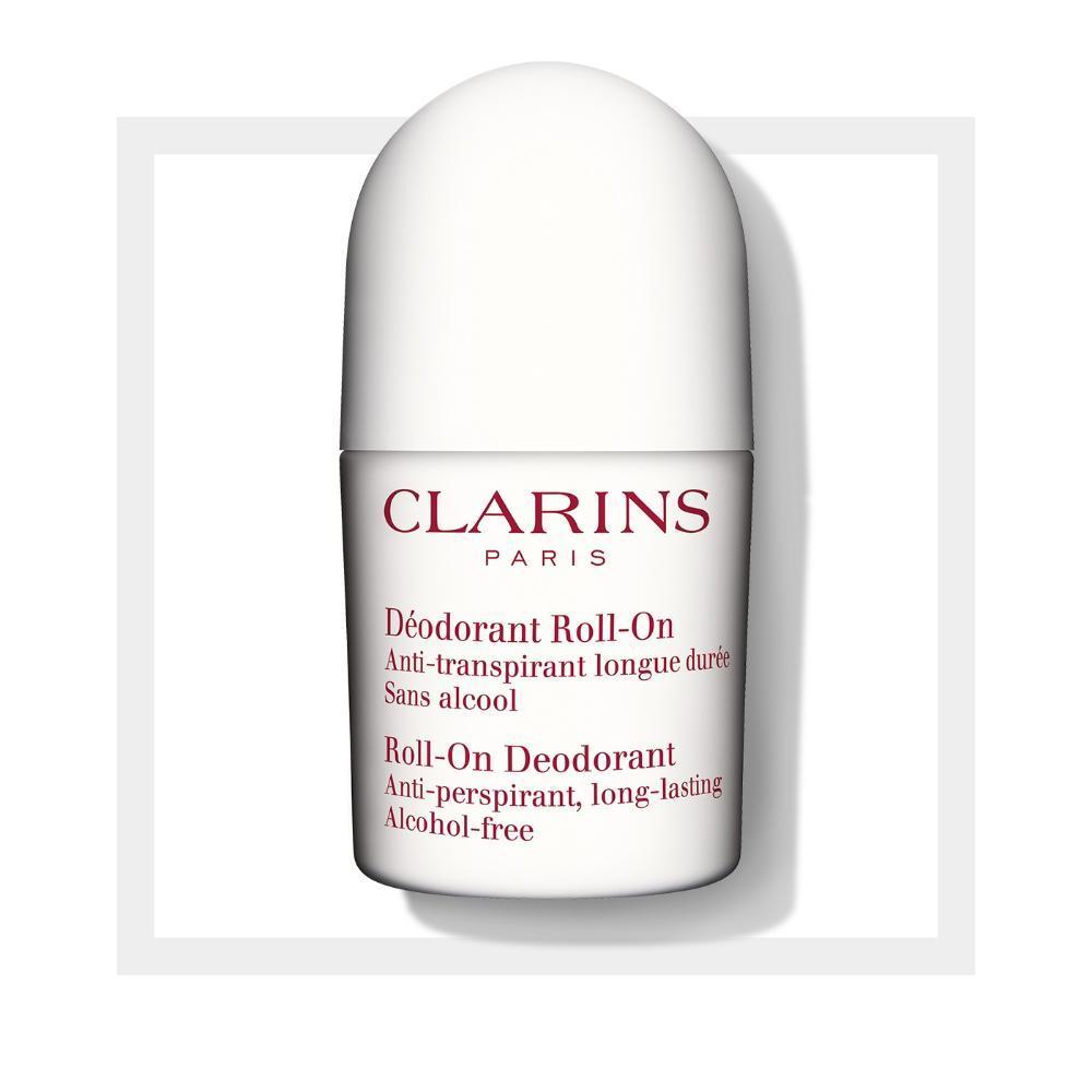 Image of Clarins Gentle Care Roll-On Deodorant 50ml White Container Red Text