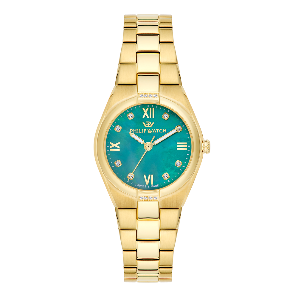 Philip Watch Timeless for Women, Green Dial with Diamonds