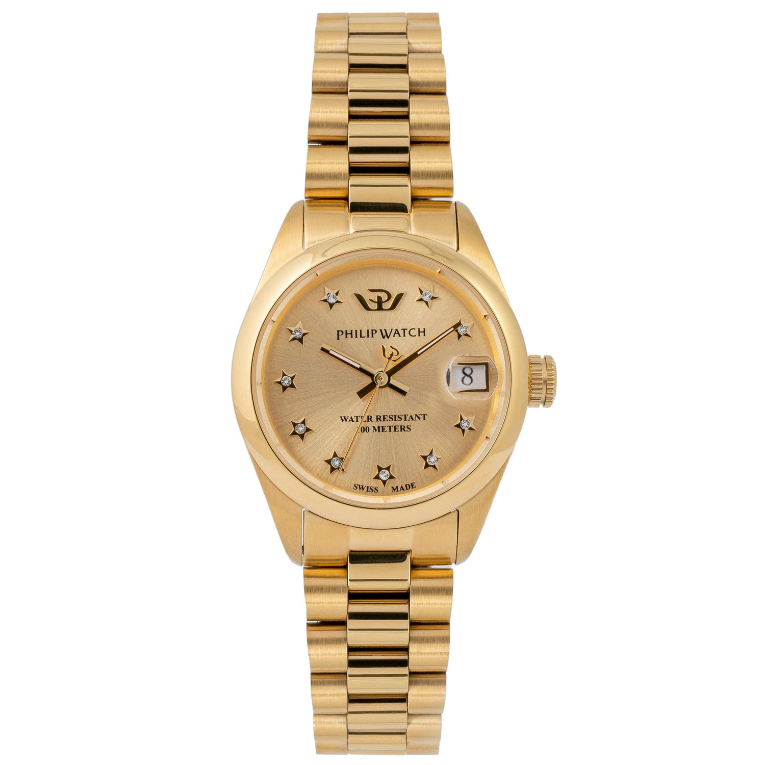 Philip Watch Caribe for Women, Gold Dial with Diamonds