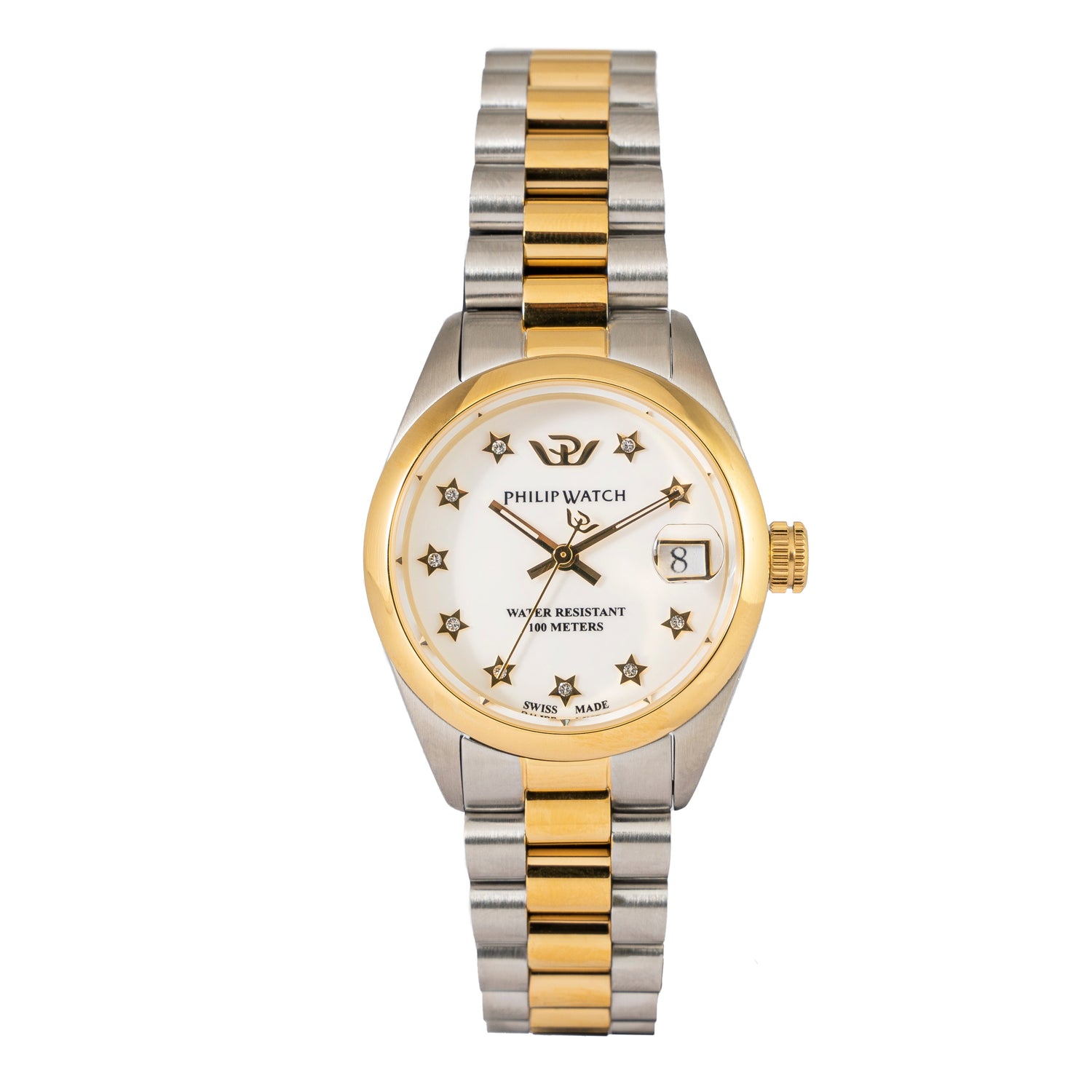 Philip Watch Caribe for Women, White Dial with Diamonds