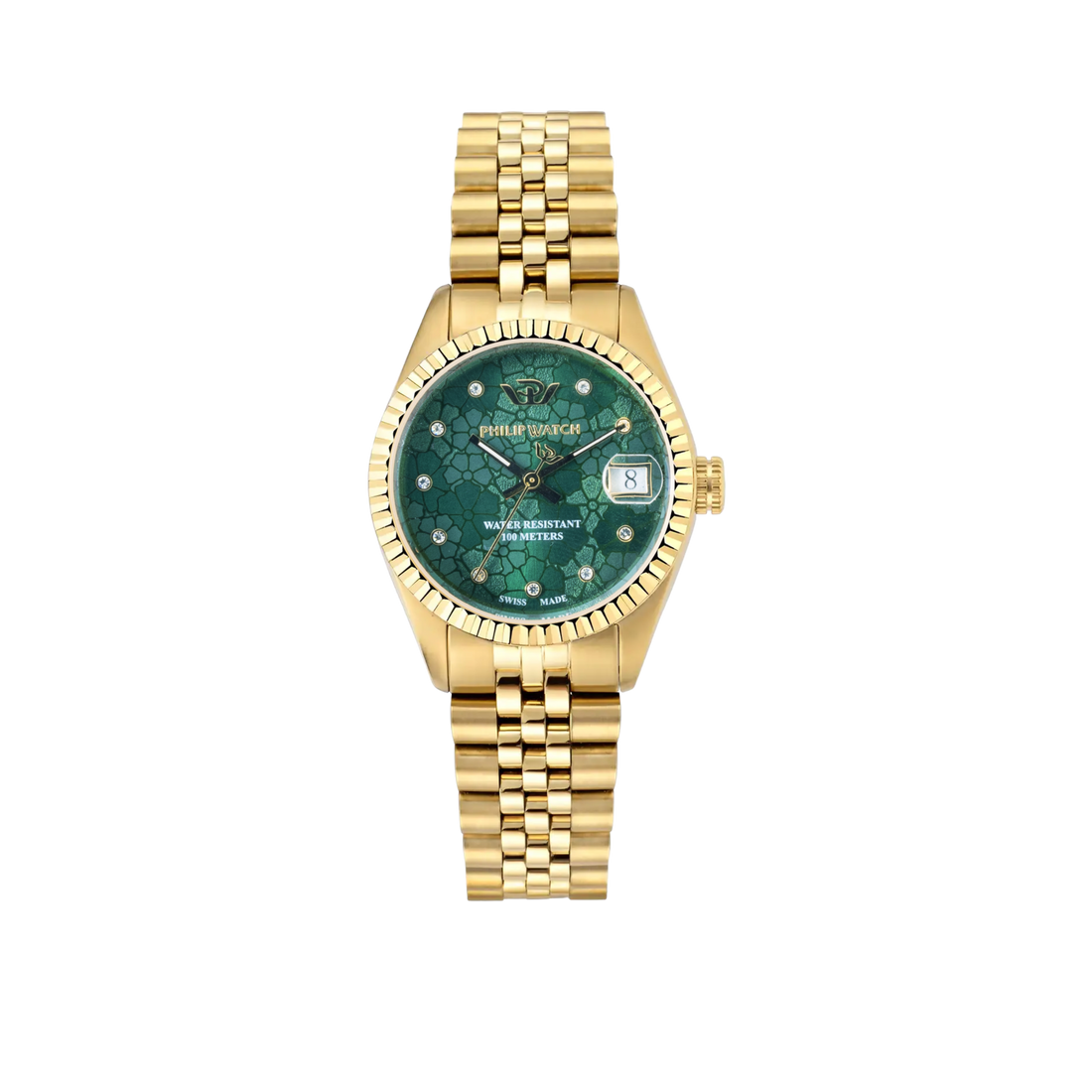 Philip Watch Caribe for Women, Green Dial with Diamonds