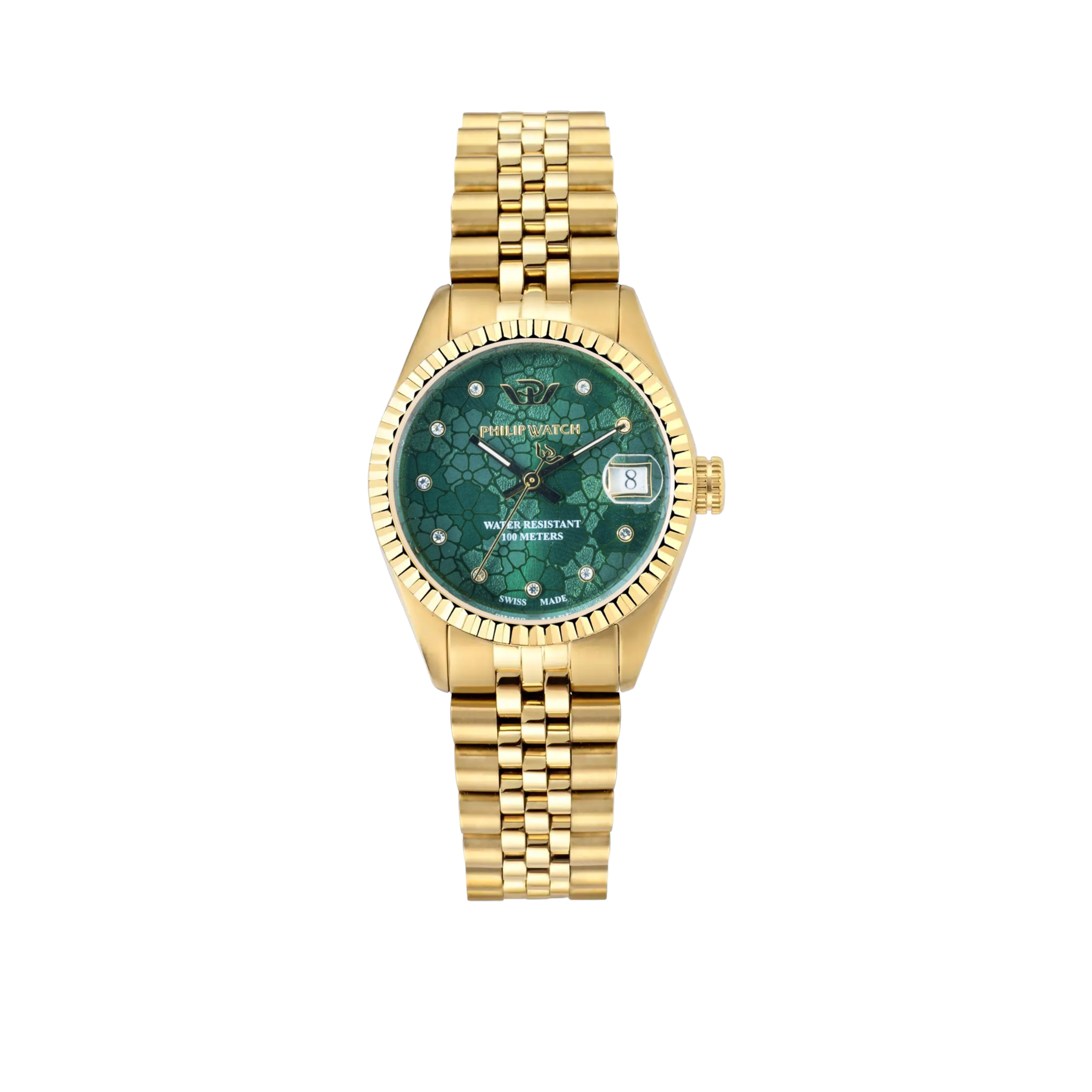 Philip Watch Caribe for Women, Green Dial with Diamonds