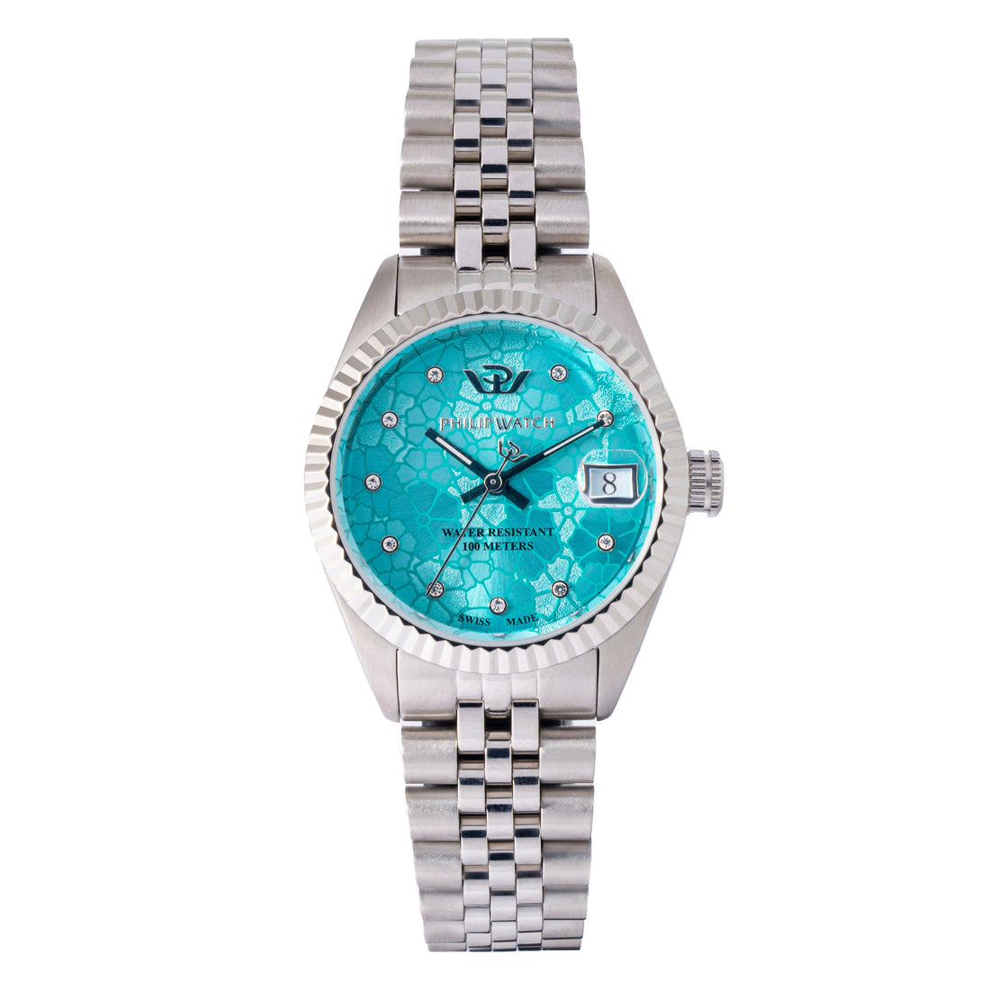 Philip Watch Caribe for Women, Light Blue Dial with Diamonds