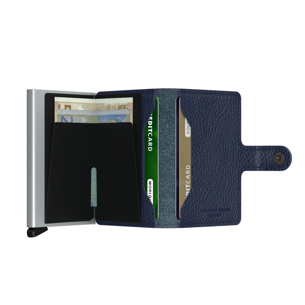 Miniwallet Vegetable Tanned MVg-Navy-Silver