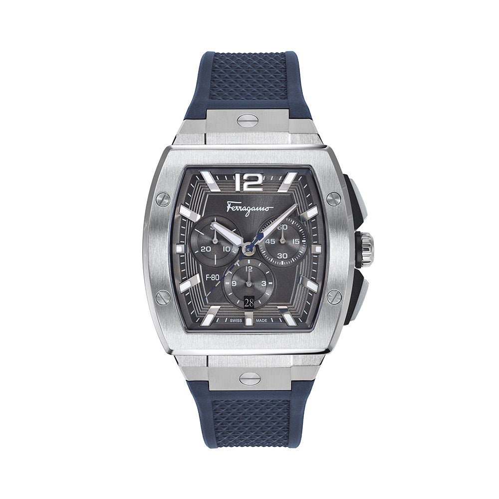 Ferragamo F-80 Tonneau Chrono Silicone Watch