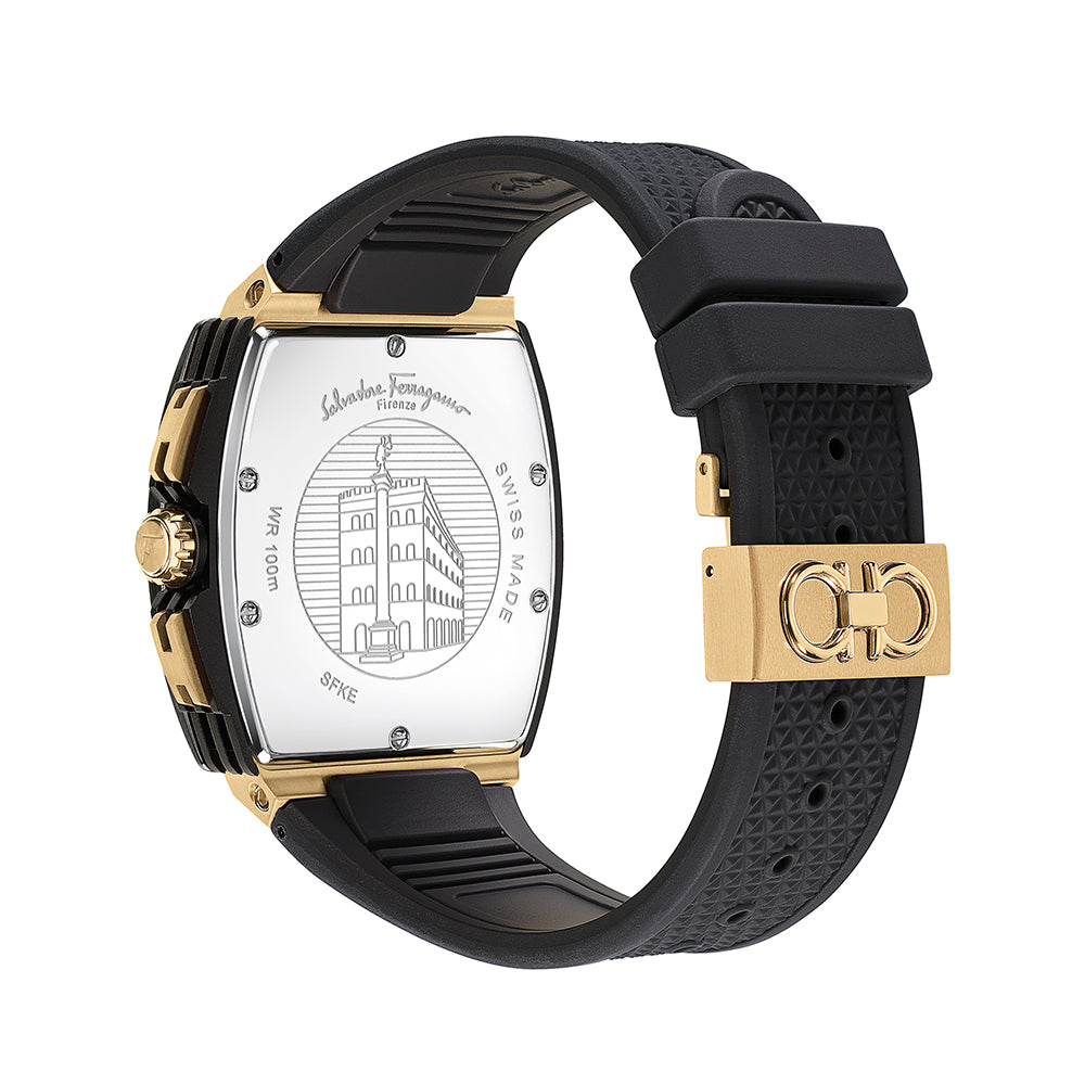 Ferragamo F-80 Tonneau Chrono Silicone Watch