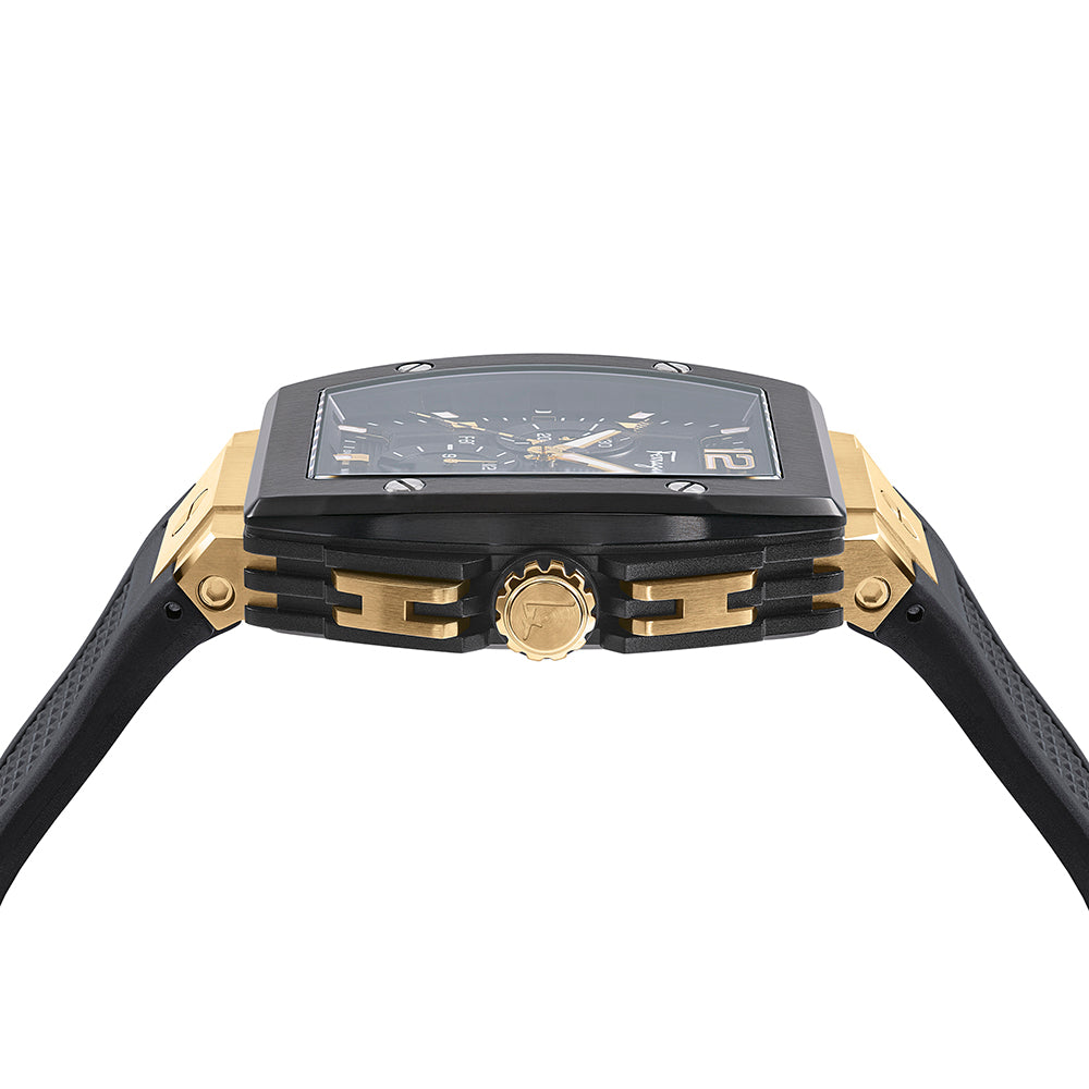 Ferragamo F-80 Tonneau Chrono Silicone Watch