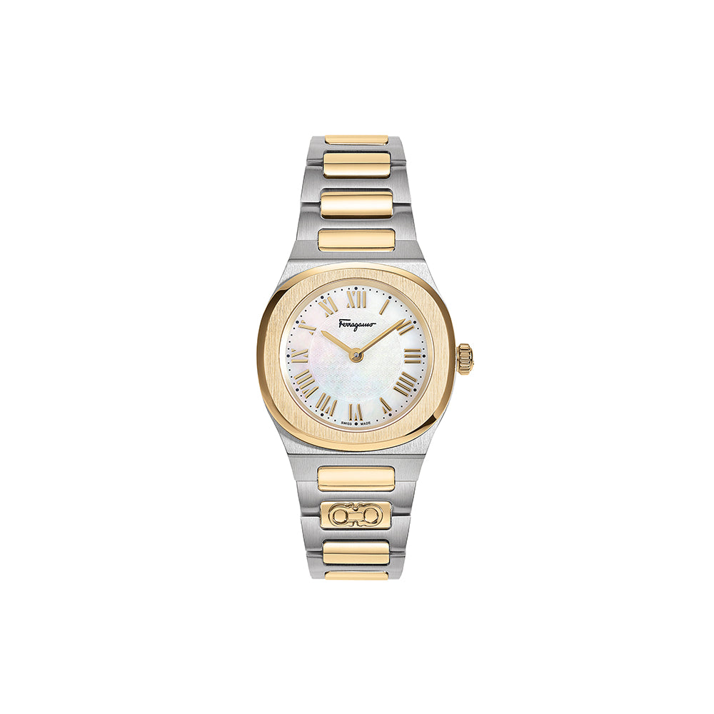 Ferragamo Elliptical Mother of Pearl Watch