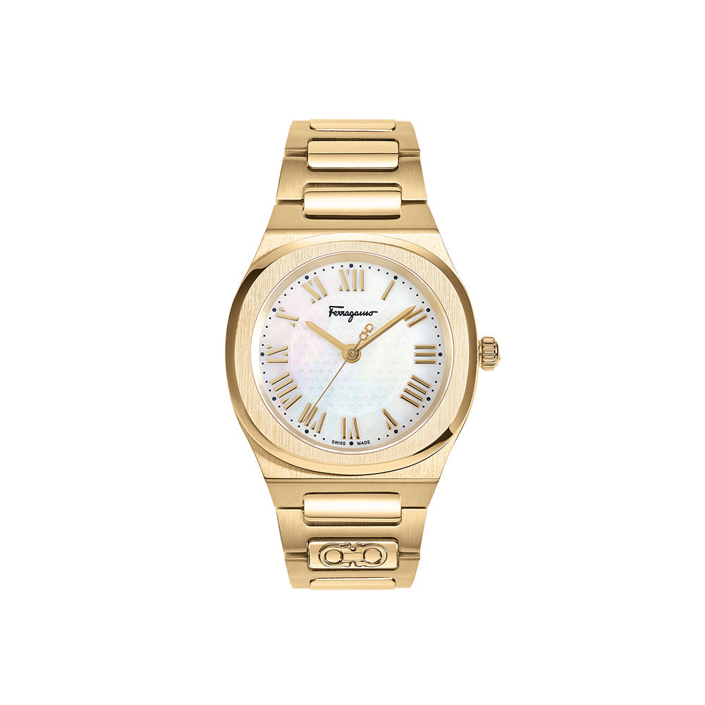 Ferragamo Elliptical Mother of Pearl Watch