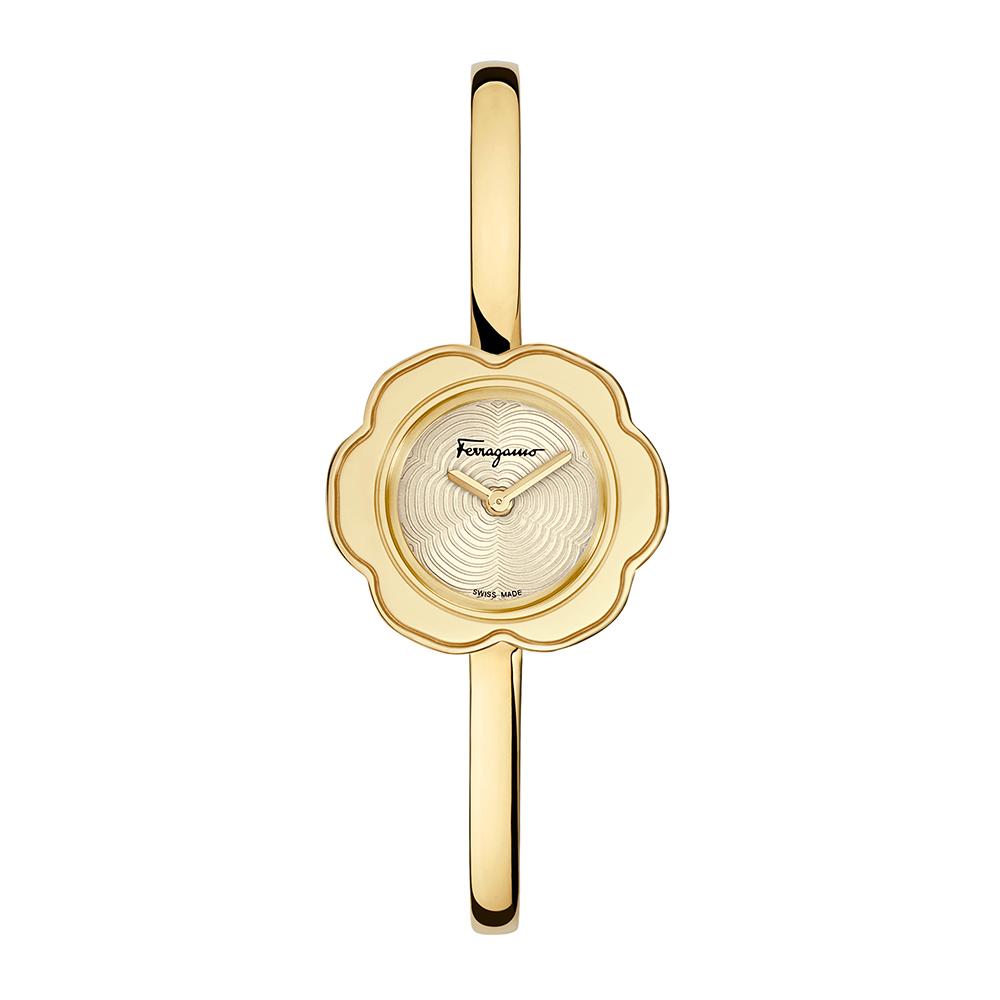 Fiore Watch, Stainless Steel Bracelet, Gold Dial