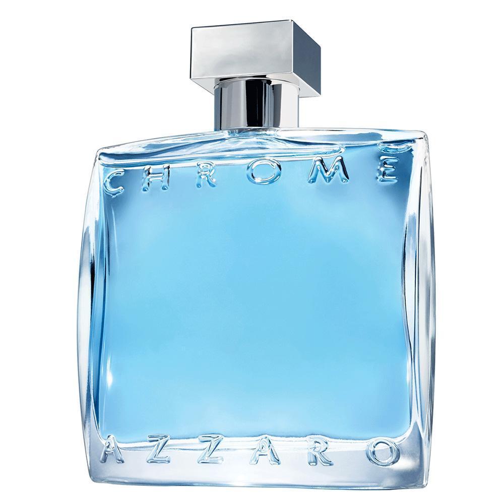 Image of Azzaro Fragrance For Men Chrome Blue Glass Bottle with Silver Cap Pari Qatar