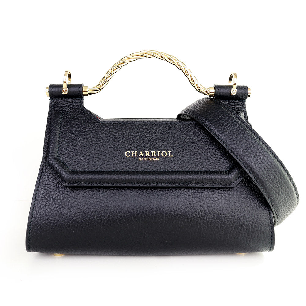 Celtic Bag Mini Leather, Black/Coral