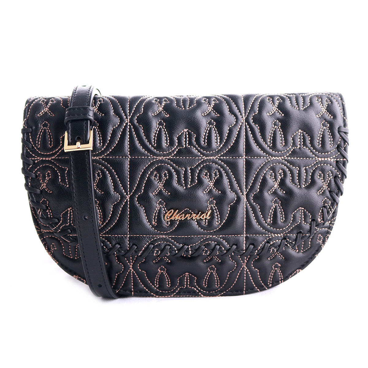 Quilted Celtic Handbag, Black/brown