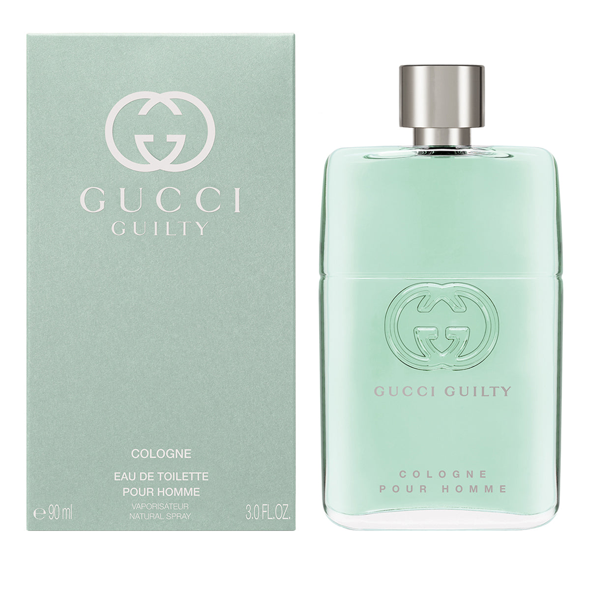 Blue Glass Silver Bottle Gucci Guilty Cologne Eau de Toilette for Him pari gallery qatar