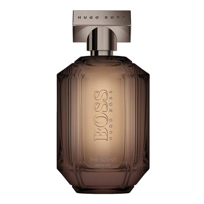 Image of Hugo Boss Brown Bottle With Unique Rectangular Metal Cap